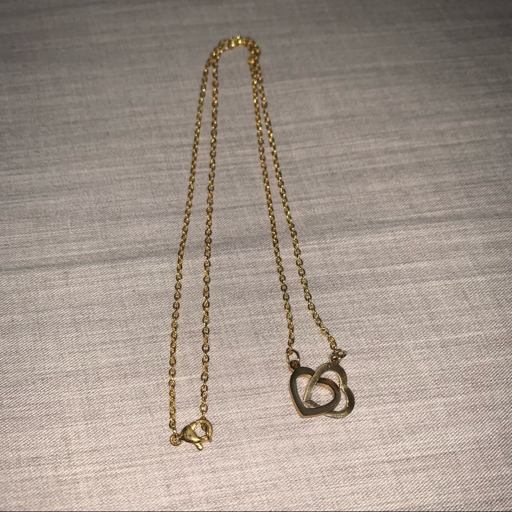 Gold Interlocked Heart Necklace
